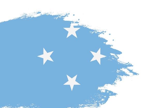 Bandera de los Estados Federados de Micronesia en un pincel de trazo manchado pintado de fondo blanco aislado con espacio de copia