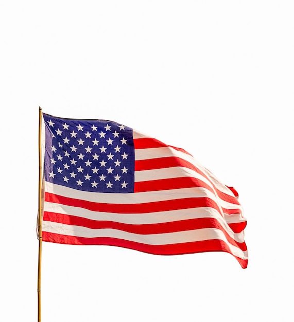 Bandera de Estados Unidos de América (EE.UU.) aislado sobre fondo blanco.