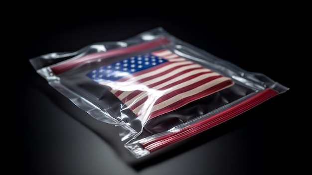 Bandera de los Estados Unidos en una bolsa de plástico con cremallera