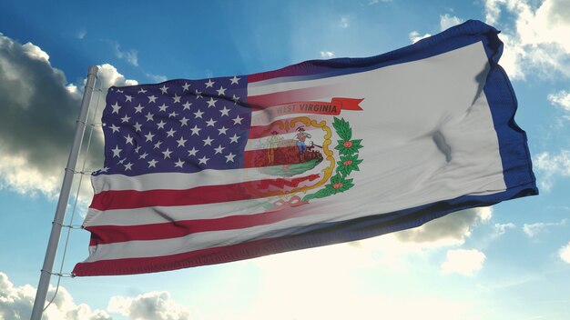 Bandera de Estados Unidos y el estado de Virginia Occidental