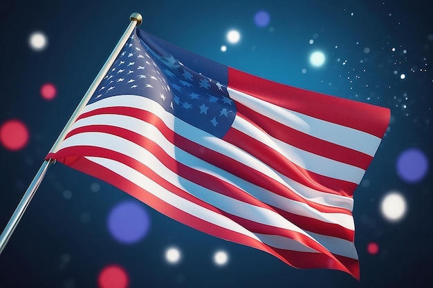 Bandera de Estados Unidos en fondo bokeh 4 de julio Generativo ai