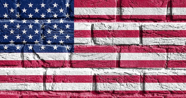 Bandera de Estados Unidos en la pared