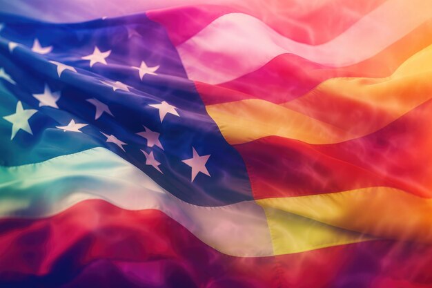 Bandera de los Estados Unidos con salpicaduras de arco iris