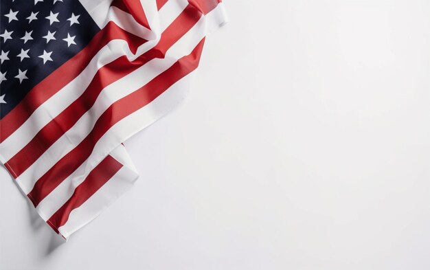 Foto bandera de los estados unidos sobre fondo blanco