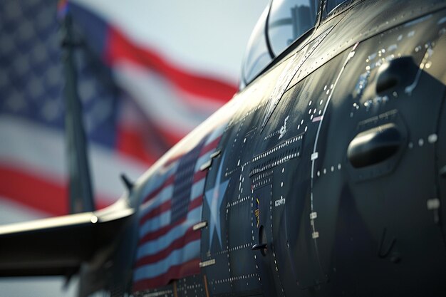 Foto la bandera estadounidense en un avión militar