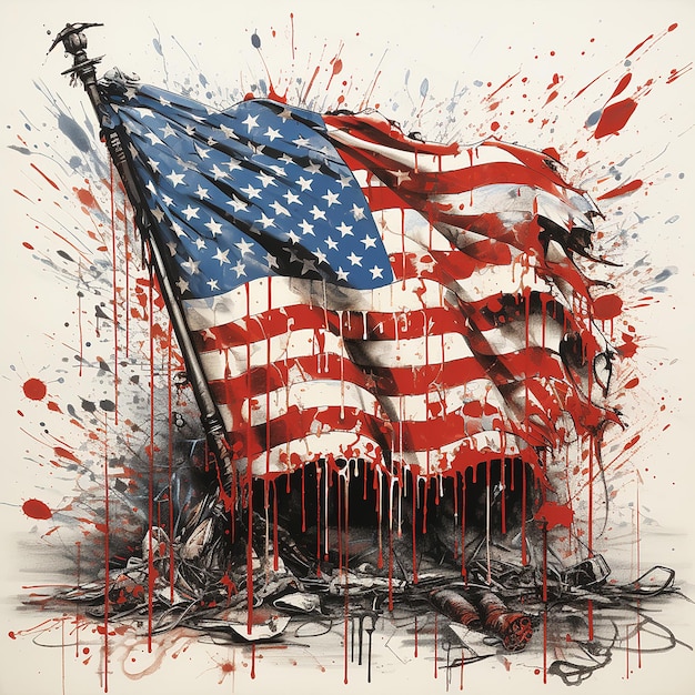 bandera estadounidense dibujada por Ralph Steadman