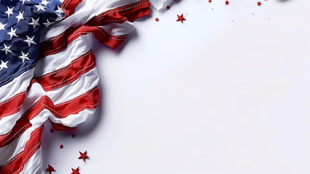 Foto bandera estadounidense con espacio para texto o mensaje celebración del día nacional de los estados unidos o día conmemorativo