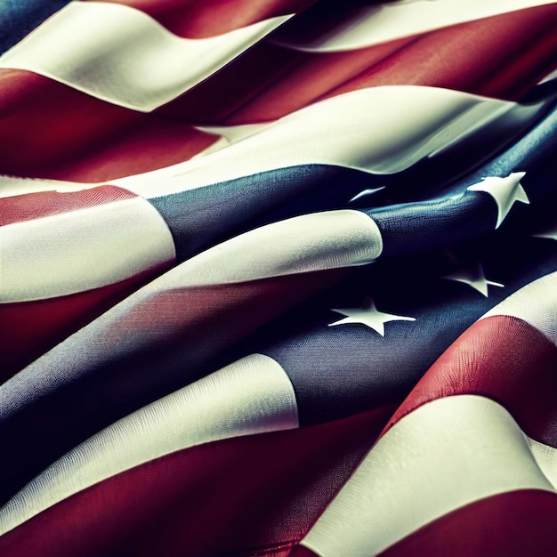 Bandera estadounidense con pliegues y pliegues