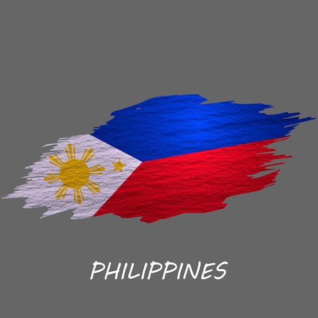 Bandera de estilo grunge de Filipinas Fondo de trazo de pincel