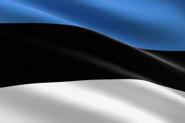 Bandera de Estonia. Ilustración 3d de la bandera de Estonia ondeando