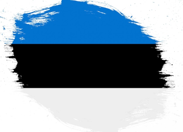 Bandera de Estonia sobre fondo de pincel grunge angustiado