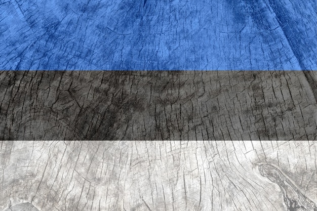 Bandera de estonia en una superficie de madera vieja