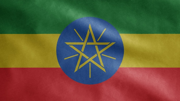 Bandera de Etiopía ondeando en el viento