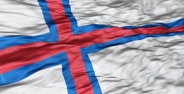 Foto la bandera europea del país de las islas feroe es ondulada.