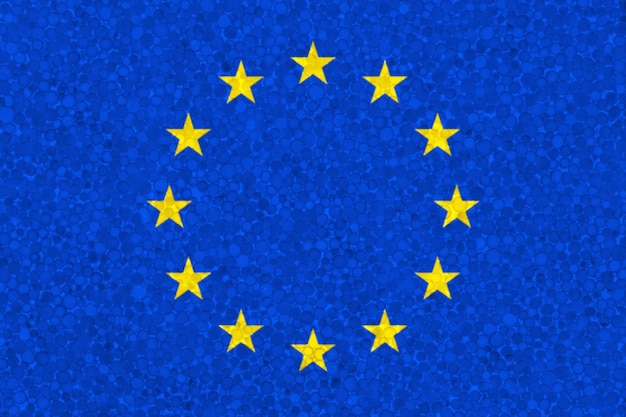 Bandera europea en textura de espuma de poliestireno