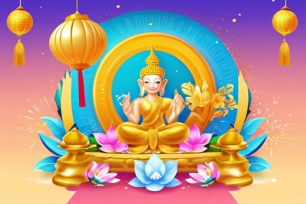 Bandera del Festival de Songkran el día de Año Nuevo tailandés
