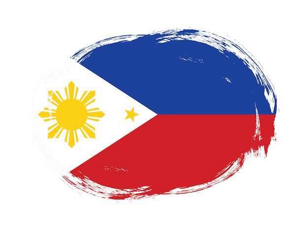 Foto bandera de filipinas en fondo de pincel de trazo redondeado