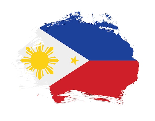 Bandera de filipinas pintada sobre fondo de trazo de pincel mínimo