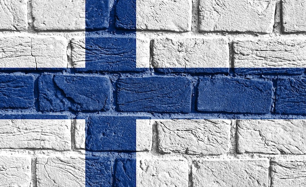 Bandera de Finlandia en la pared