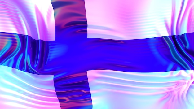 Bandera de Finlandia con reflejos de arco iris LGBT.