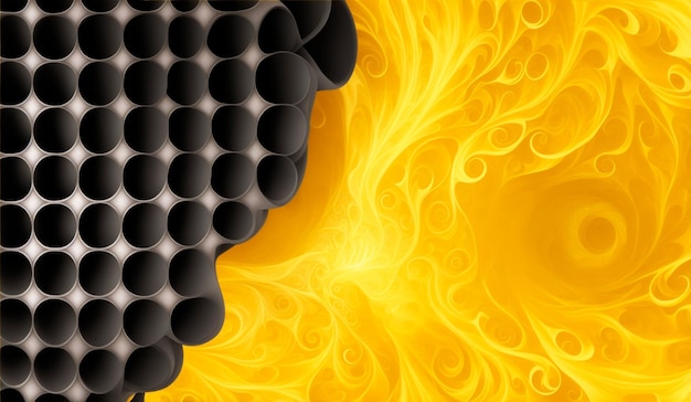 Bandera de fondo abstracto de marco de llama amarilla negra