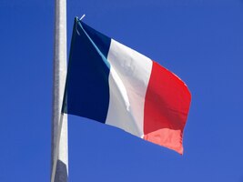 Foto bandera francesa en un poste