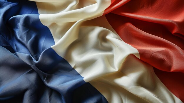 Bandera de Francia Closeup tricolor francés bellamente plegado hecho de textil