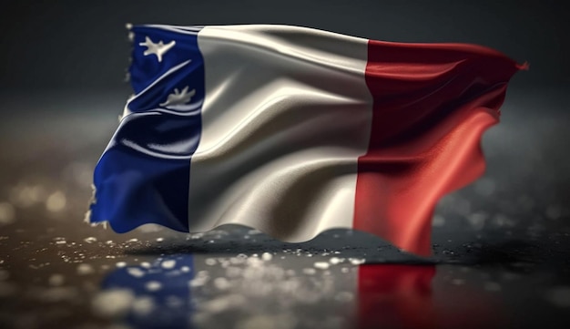 Una bandera de Francia con una estrella blanca en la parte inferior.