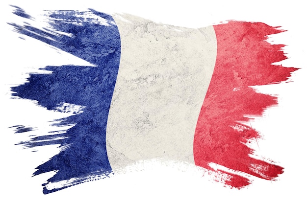 Bandera de Francia grunge. Trazo de pincel de Francia.