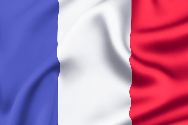 Foto bandera de francia de seda francia fondo 3d render