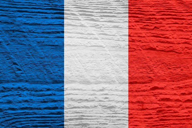 Bandera de Francia con textura de madera