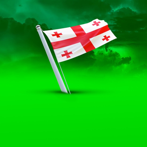 Una bandera de georgia en un fondo de nube verde que se usa para las redes sociales