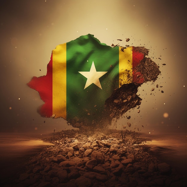 La bandera de Ghana contra el Senegal