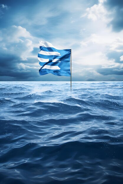 Bandera de Grecia en el fondo del anochecer