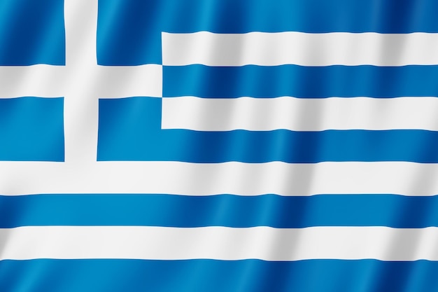 Bandera de Grecia ondeando en el viento.