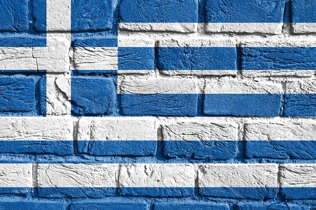 Bandera de Grecia en la pared