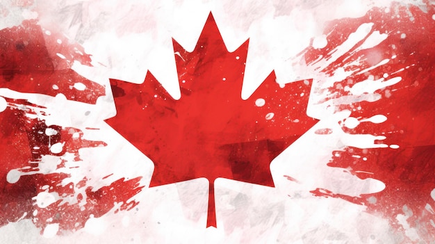 Bandera grunge de Canadá con salpicaduras de pintura Fondo de plantilla de vacaciones nacionales