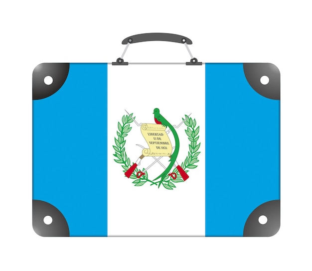 Bandera de Guatemala en forma de maleta de viaje sobre un fondo blanco - ilustración