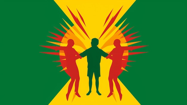 Foto bandera de guinea integración de un grupo multicultural de jóvenes