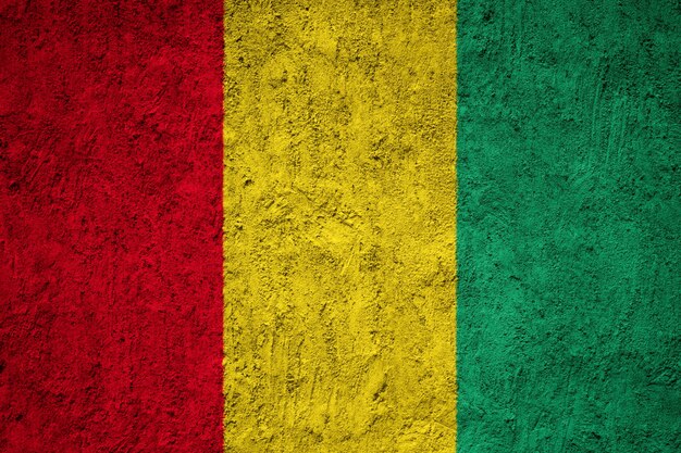 Bandera de Guinea pintada en la pared de grunge