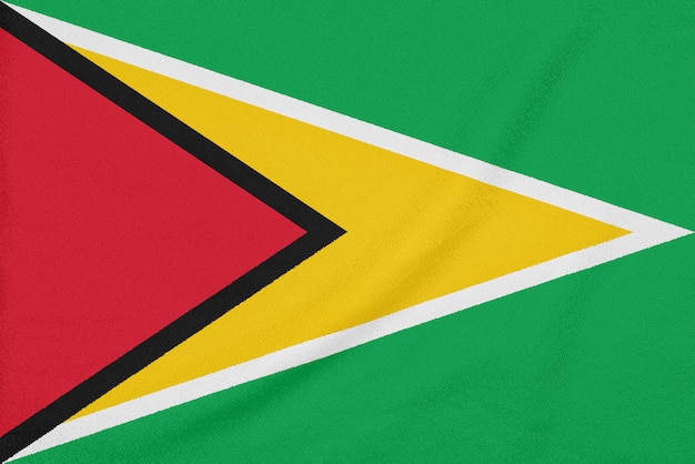 Bandera de Guyana en tela con textura, símbolo patriótico