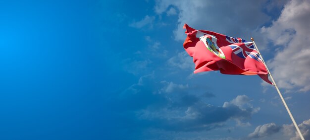 Bandera del hermoso estado nacional de Bermudas con espacio en blanco. Bandera de Bermudas con lugar para texto ilustraciones en 3D.