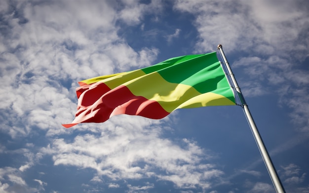 Bandera del hermoso estado nacional del Congo ondeando