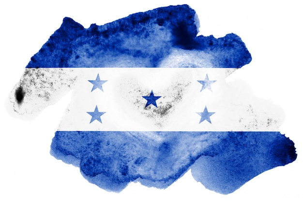 Foto la bandera de honduras se representa en estilo acuarela líquida aislado en blanco