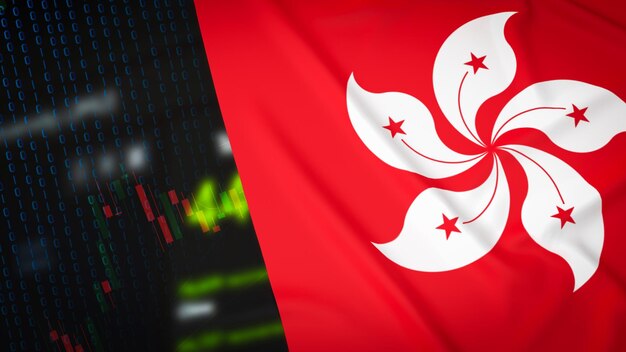 Foto la bandera de hong kong para negocios o concepto geopolítico renderizado en 3d