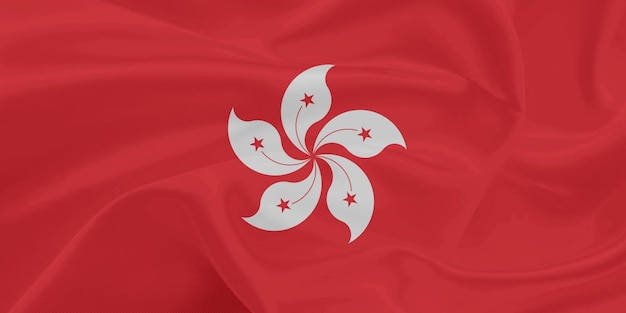 La bandera de Hong Kong ondeando con el viento