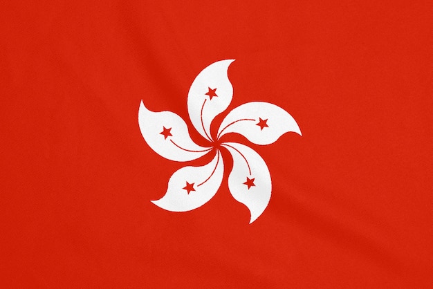 Foto bandera de hong kong sobre tela texturizada