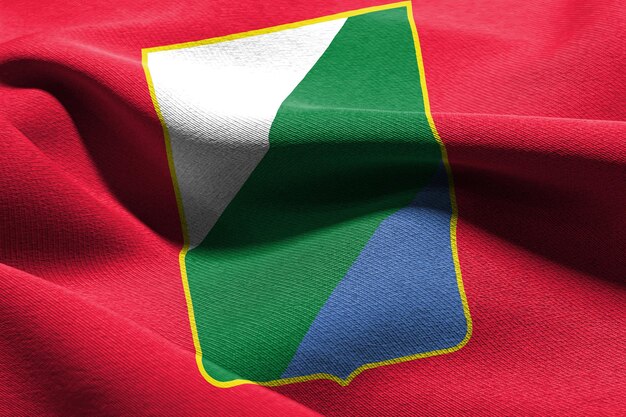 Bandera de ilustración 3D de Abruzzo es una región de Italia ondeando en el viento