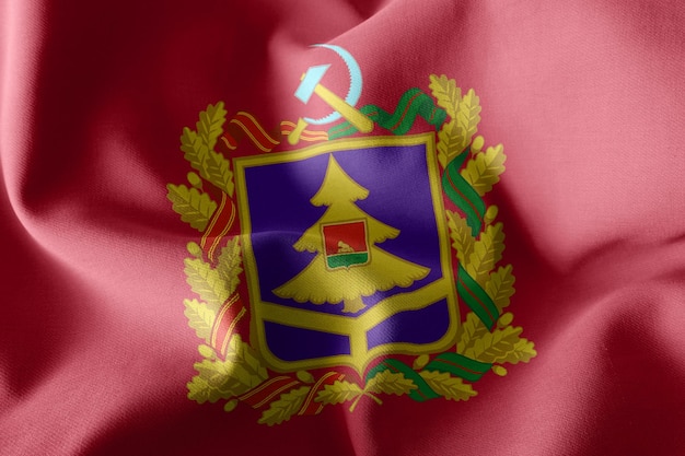 Foto bandera de ilustración 3d de bryansk oblast es una región de rusia ondeando en el fondo textil de la bandera del viento