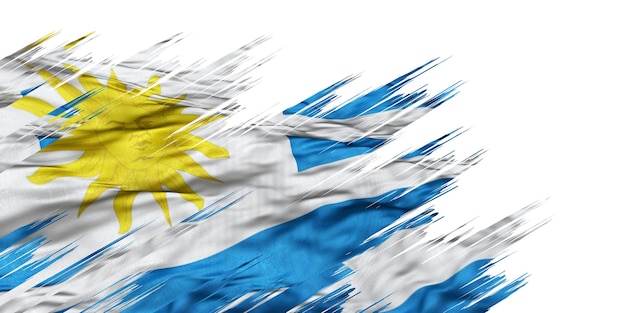 Bandera de ilustración 3D con efecto grunge de salpicaduras de América del Sur para Uruguay